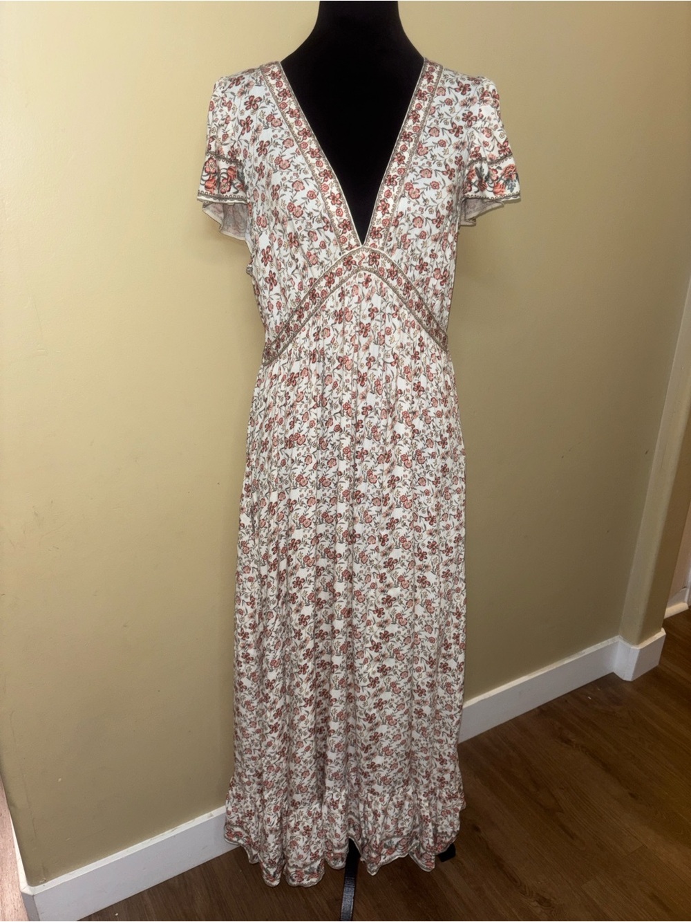 Max Studio Empire Waist Flutter Sleeve Maxi Dress